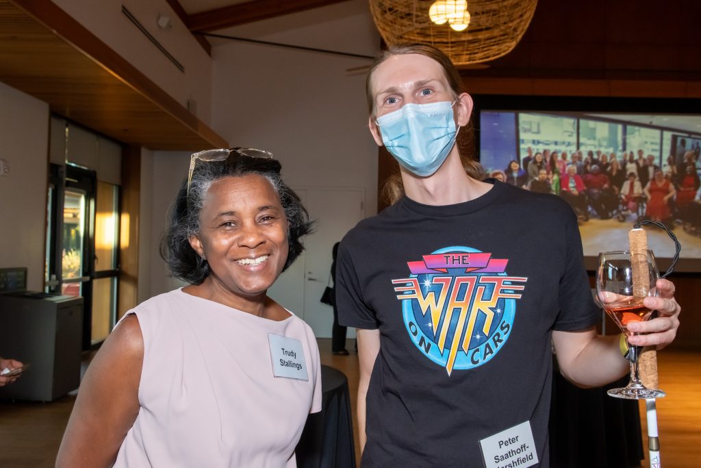 DRA's Trudy Stallings smiling with an event guest